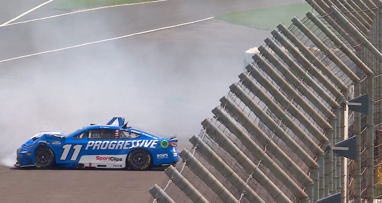 Denny Hamlin suffers big hit in Turn 2 during Cup Series qualifying